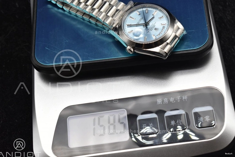 A2836 Weight Bracelet GSF Gain SS DayDate Blue Crystal On 40 Iced President Dial 0403